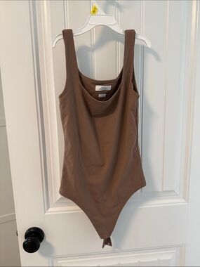 Babaton Brown Scoop Neck One-Piece Bodysuit